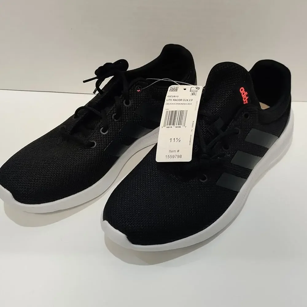adidas Lite Racer CLN 2.0 Black White Running Shoes GZ2813 Men's NWT